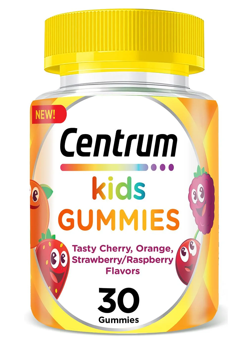 Premium Multivitamins for Kids with Vitamin C and D (Orange & Mixed Berry Flavor, 30 Chewable Gummies) kc09l