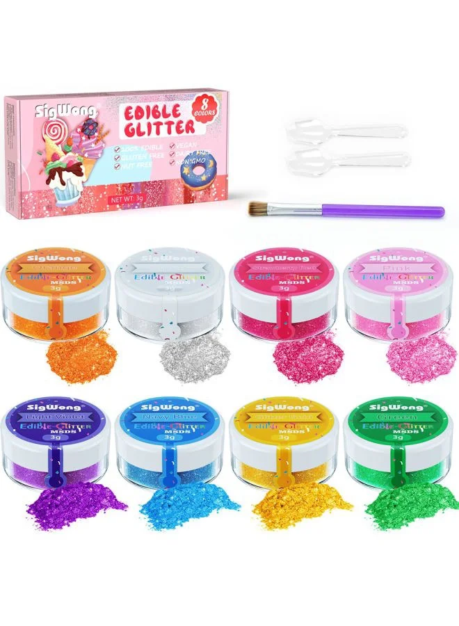 SigWong Edible Glitter Dust Set for Drinks and Baking (8 Colors, 24g Total) sye18
