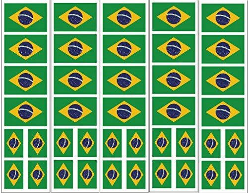 PremiumTT Brazil Flag Stickers (40 Pack) Removable Brazilian Party Favors Decals for Events o7olh