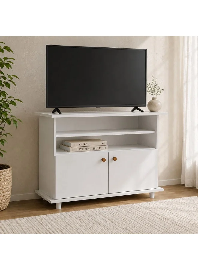 Danube Home Tadeo TV Cabinet Entertainment Unit for 32 Inch Screens (White, 90x36x76 cm) b3lin