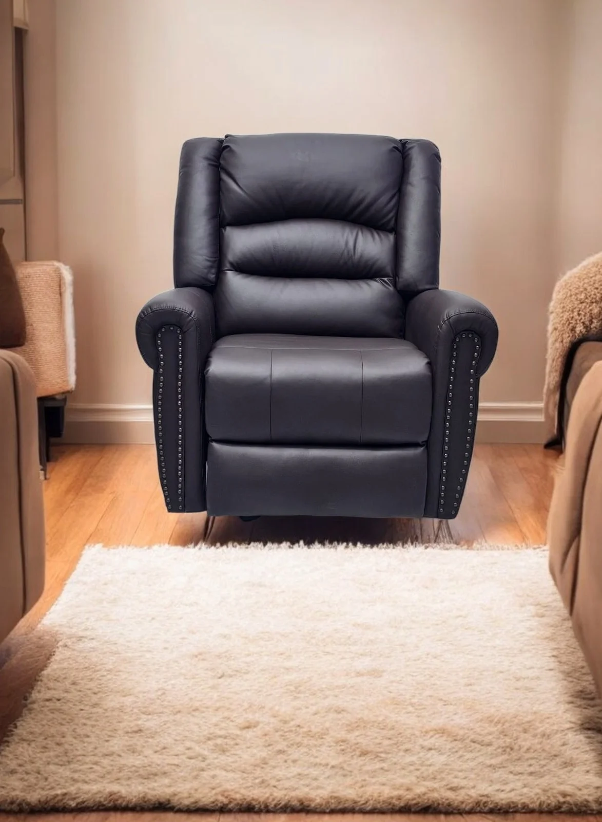 Multi Home Furniture Electric Recliner Chair Premium Ergonomic Living Room Seating (Black) 4sgyh