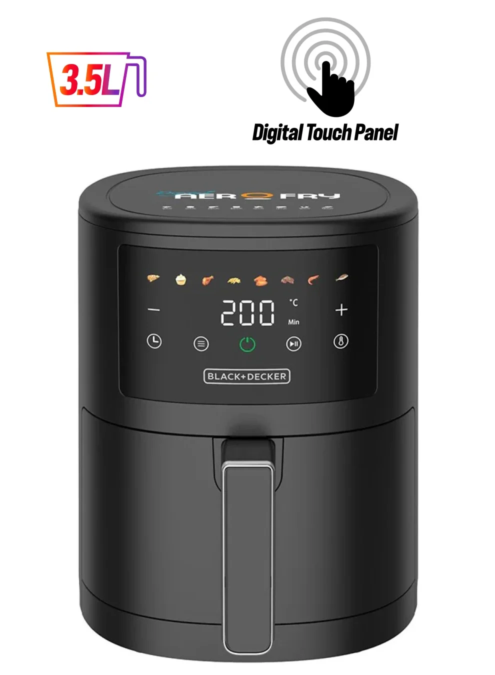 Digital Air Fryer Premium Oil-Free Cooker (Black, 3.5 L) xb6j4