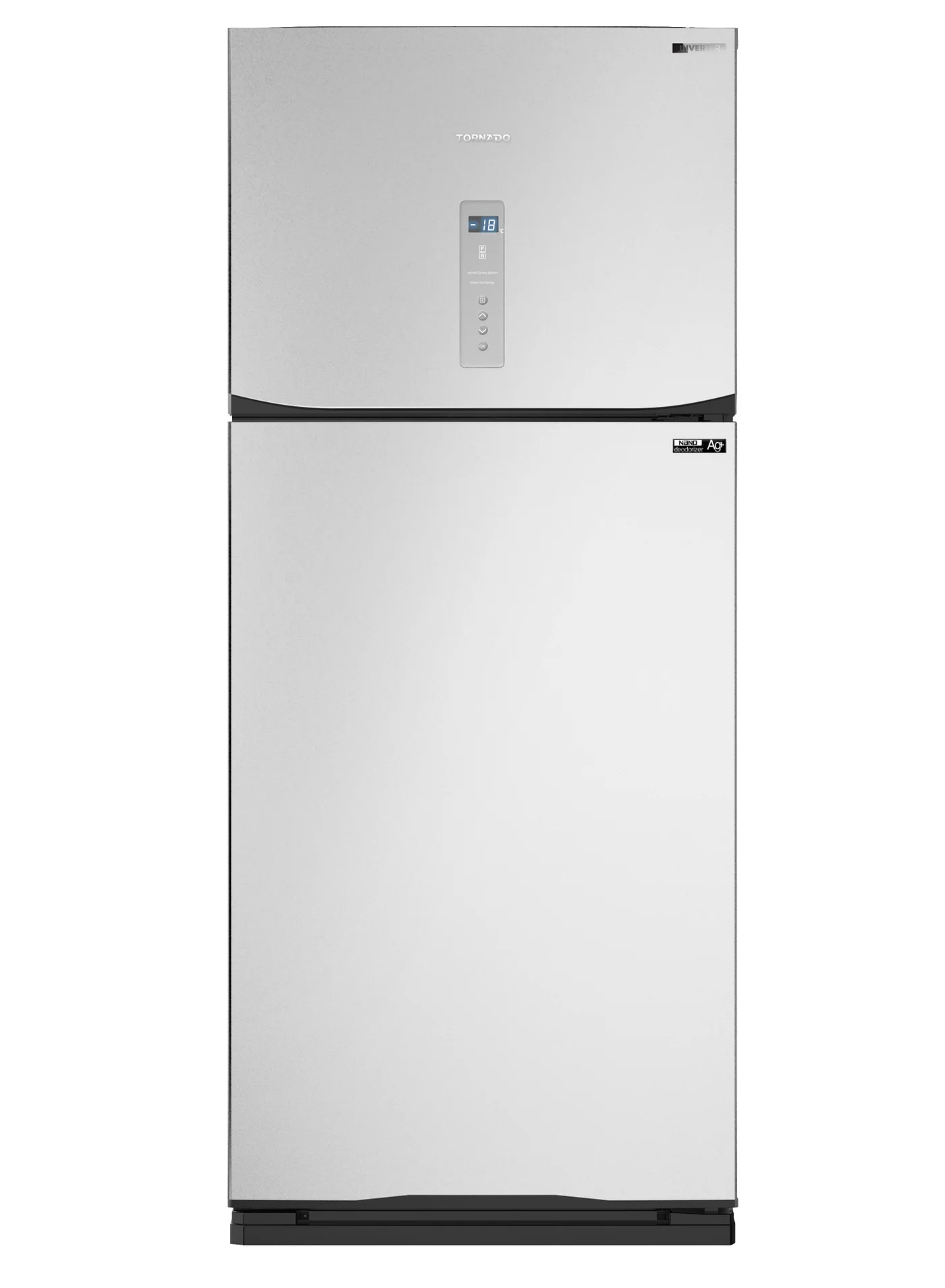 TORNADO Double Door Refrigerator with J-Tech Inverter Technology and Ag+ Nano Deodorizer (Silver, 450 L) q07qe