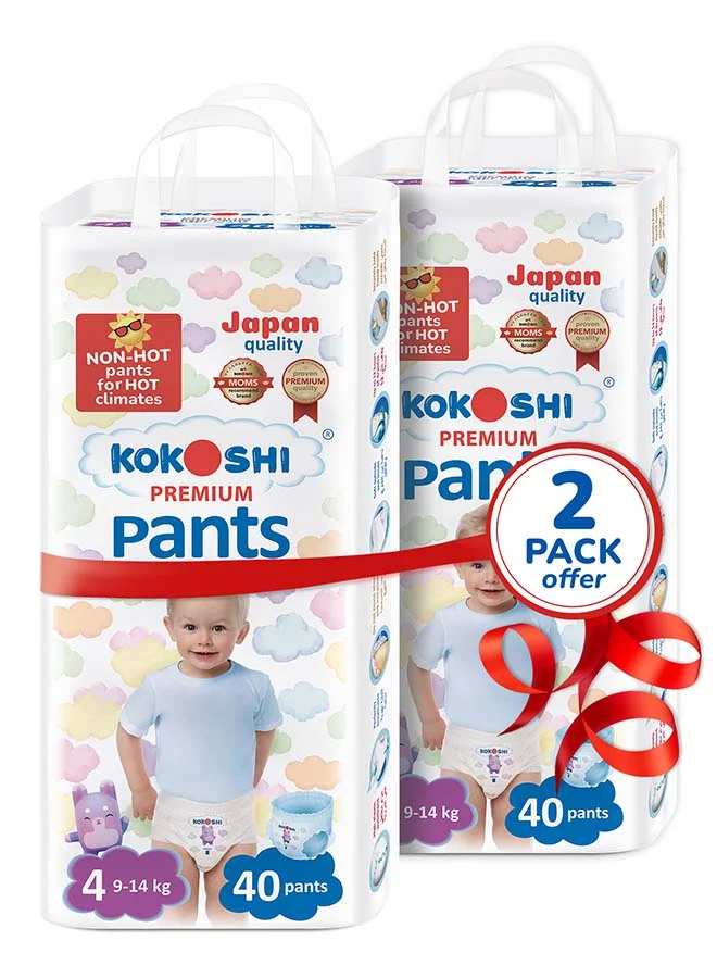 Kokoshi Premium Baby Pull-Up Pants Size 4 (9¨C14kg) Ultra-Soft Breathable Leak-Proof Diapers (80 pcs) 9j3z7