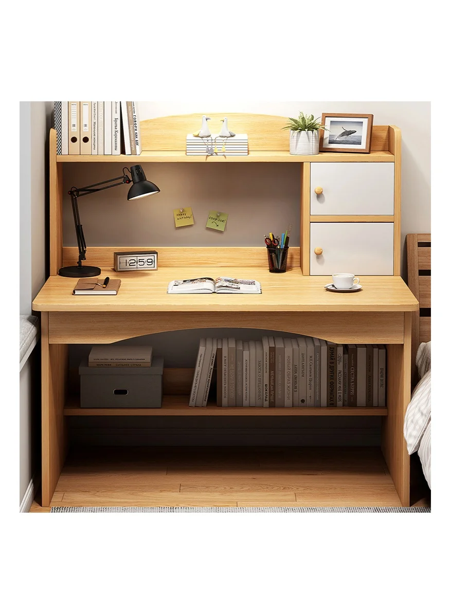 VUCATIN Modern Home Office Desk with Storage Bookshelf, Engineered Wood Computer Workstation for Study and Writing (100x48x120cm, Wood Color) z5gv2