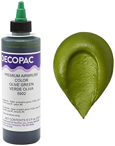 Premium Olive Green Edible Airbrush Food Coloring for Cake and Cookie Decorating (236 mL) lmoj9