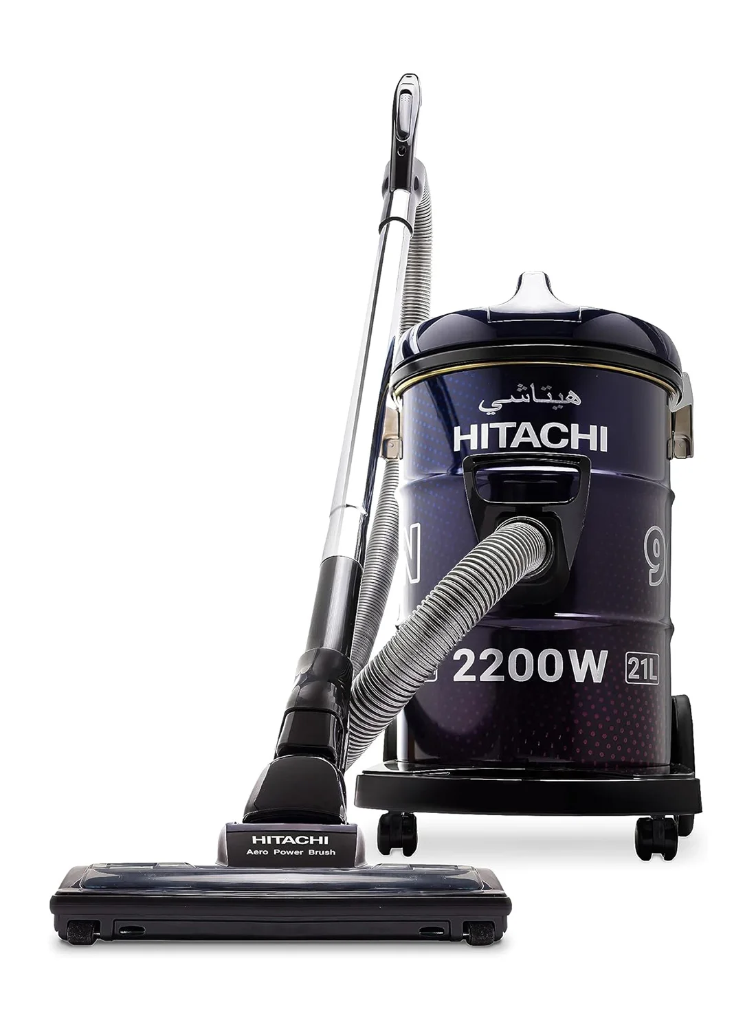 Premium Drum Vacuum Cleaner 2200W High-Power Suction with 21L Dust Capacity and Aero Power Brush (Blue, 21L) 0osro