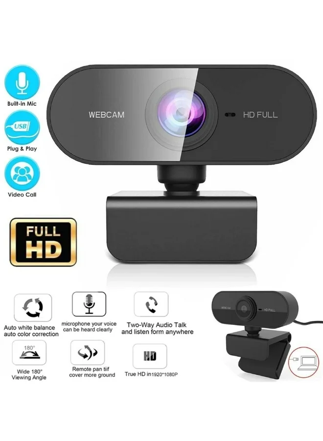 ZetRA 1080P HD USB Webcam with Built-in Microphone and Tripod for Professional Video Conferencing and Streaming tl1k4