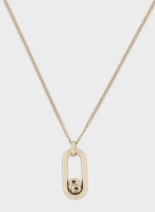 Premium Double B Swing Pendant Necklace Elegant Gold-Tone Jewelry for Women h2r6h
