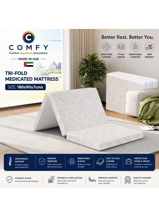 Comfy Classic Portable Folding Knitted Cotton Mattress (Breathable Fabric, 180x90x7 cm) zau6v