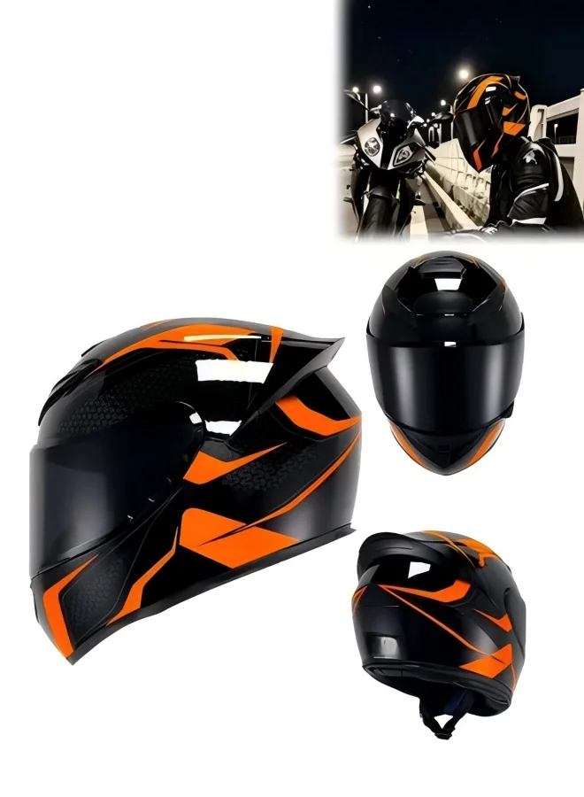 DUNISO Full Face Motorcycle Helmet Lightweight ABS Racing Gear with Black Visor (Black, M) i3tvh