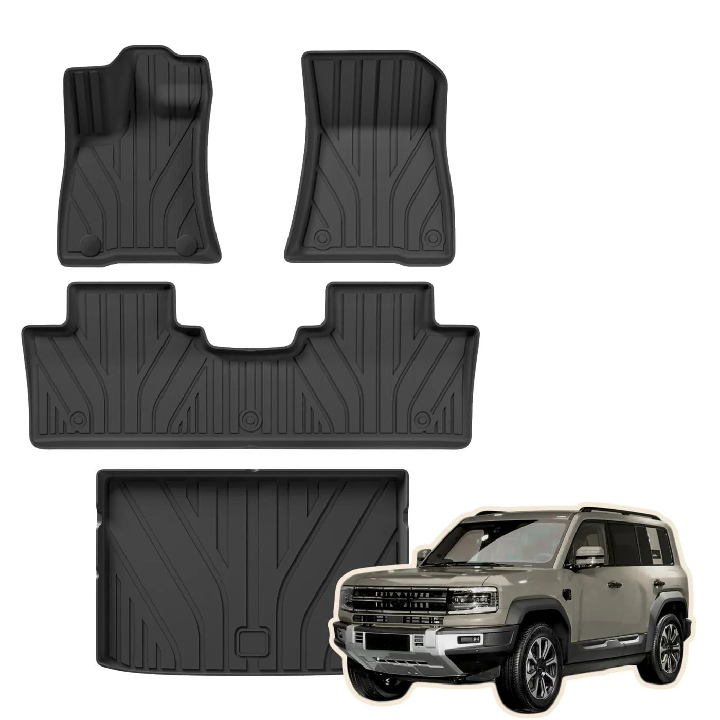 MOTOR FIT 3D All-Weather Car Floor Mats for SUV (4-Piece Set, Waterproof, Anti-Slip, Black) g99j8