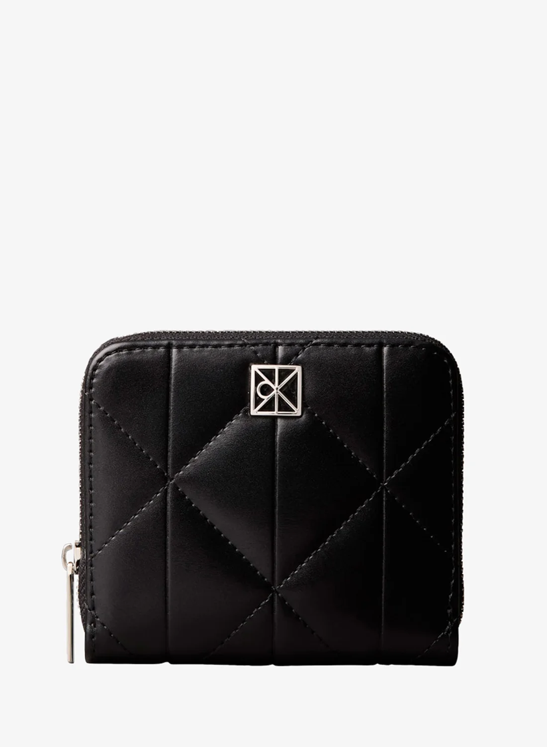Premium Quilted Square Wallet with Emblem Hardware (Compact Design, Black) z5lsh