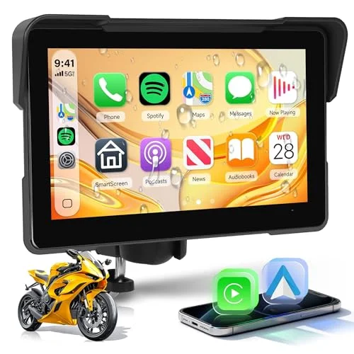 KYNNT 7 Inch Motorcycle Wireless CarPlay and Android Auto GPS Navigation Screen (IP67 Waterproof, Dual Bluetooth) nhlqq