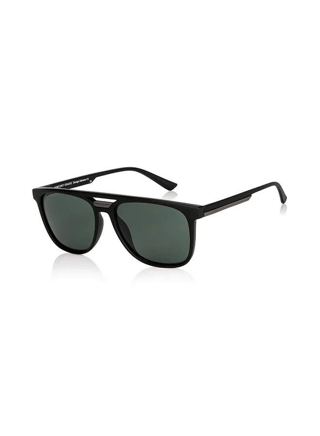 VINCENT CHASE Mirage Full Rim Wayfarer Polarized Sunglasses UV Protection Premium Eyewear for Men & Women (Black, 57mm) clcs0