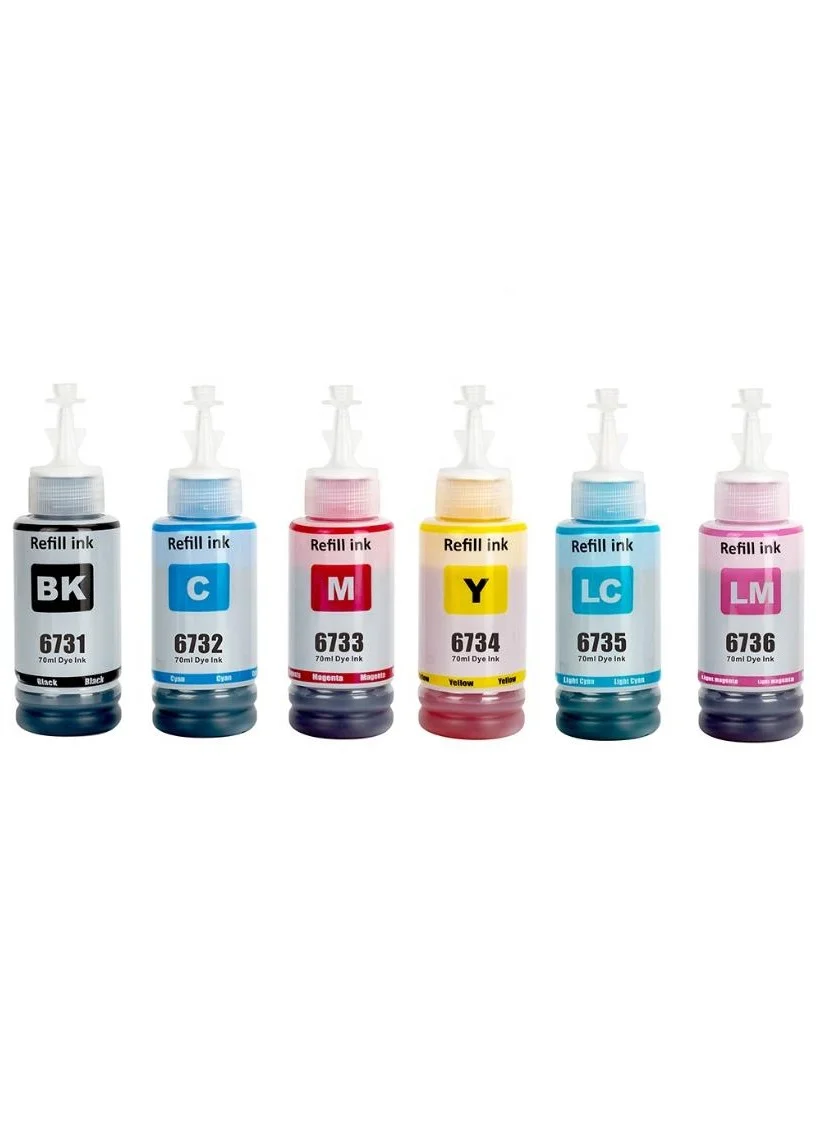 NexNova Premium Ink Refill Set for EcoTank Printers (6-Color Pack, 70 mL per Bottle) ivyy9