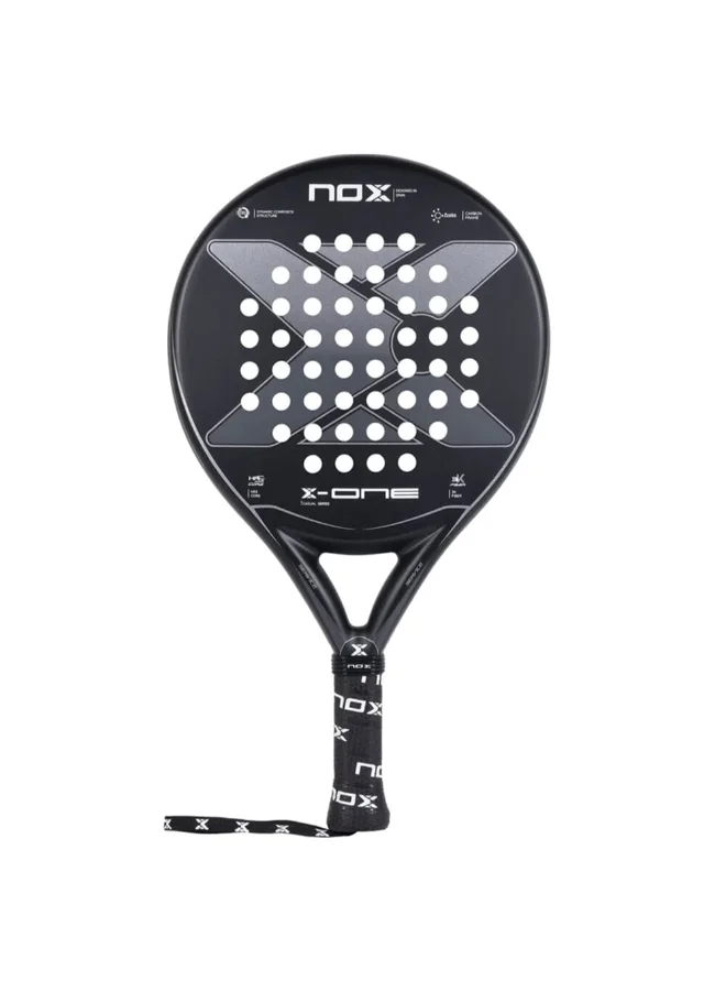 NOX X-One 2023 Padel Racket Premium Carbon Fiber Professional Sports Equipment (Black/Red, 365g) gnoki