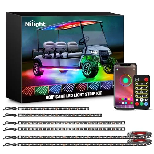 Premium Golf Cart LED Underbody Light Kit with Canopy Lighting Multi-Color APP Control (6 Pieces, 12V-66V) h8s0l