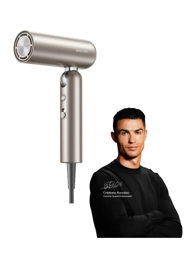 Premium High-Speed Folding Hair Dryer with 110,000 RPM Motor and Constant Temperature Control (Gold, 300g) o7w6z