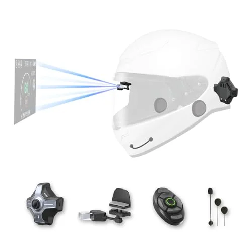 MOTOEYE E6 Motorcycle Helmet HUD System with Wireless CarPlay Android Auto and Rearview Camera (Universal Fit) 625j2