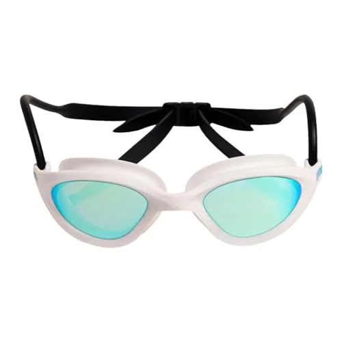 Premium Unisex Swim Goggles Professional Mirror Lens Anti-Fog Watertight Design for Fitness Lap Swimming (Blue/White/Black, One Size) 7br0r