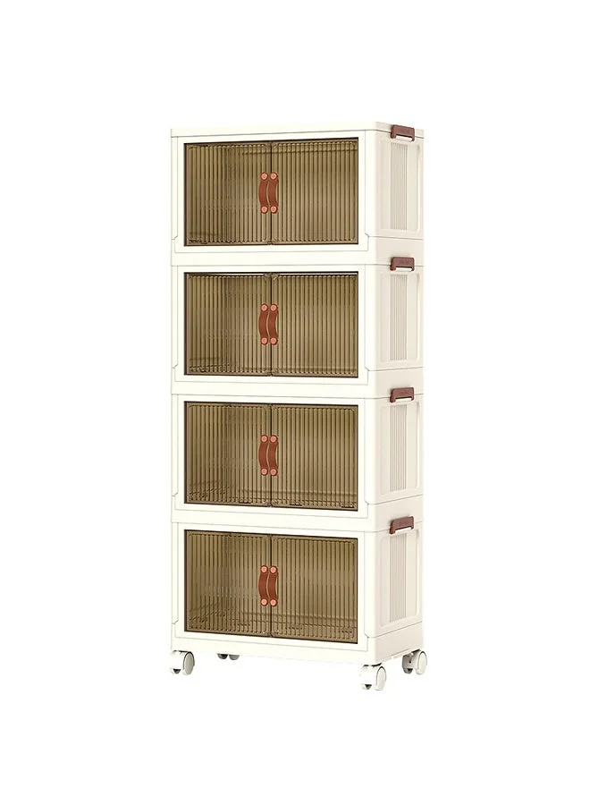 ATM 4-Tier Large Storage Cabinet with Doors and Wheels (Premium Plastic, 65x40x142cm) t5tlx