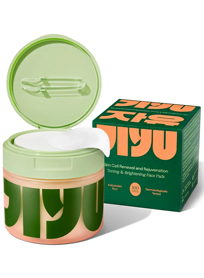 JiYu Toning Polish Pads Hydrating Facial Treatment with Snail Mucin Niacinamide and Peptides (100 Counts) ixy69