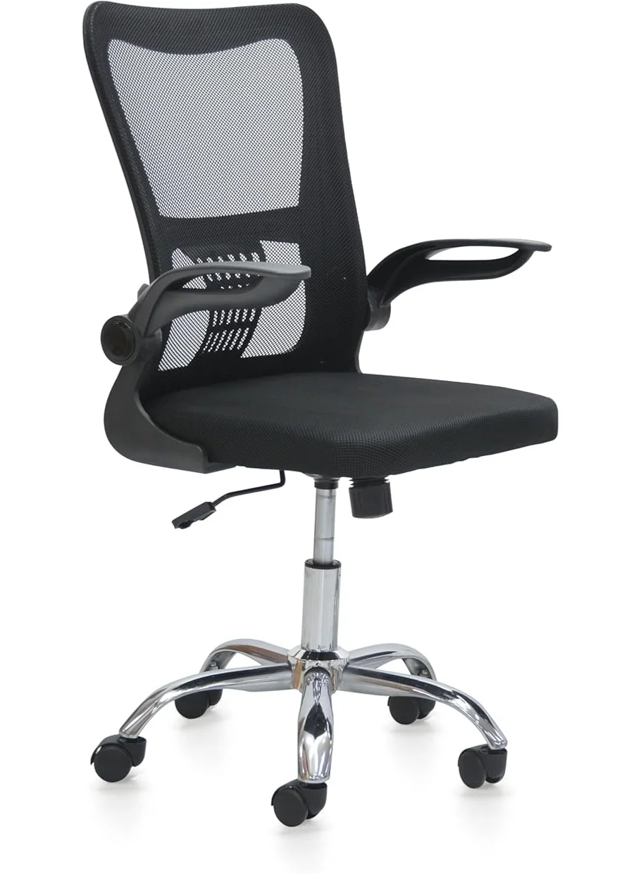 Multi Home Furniture Ergonomic Office Chair with Lumbar Support and Flip-Up Armrests (Black, High Back) x6122