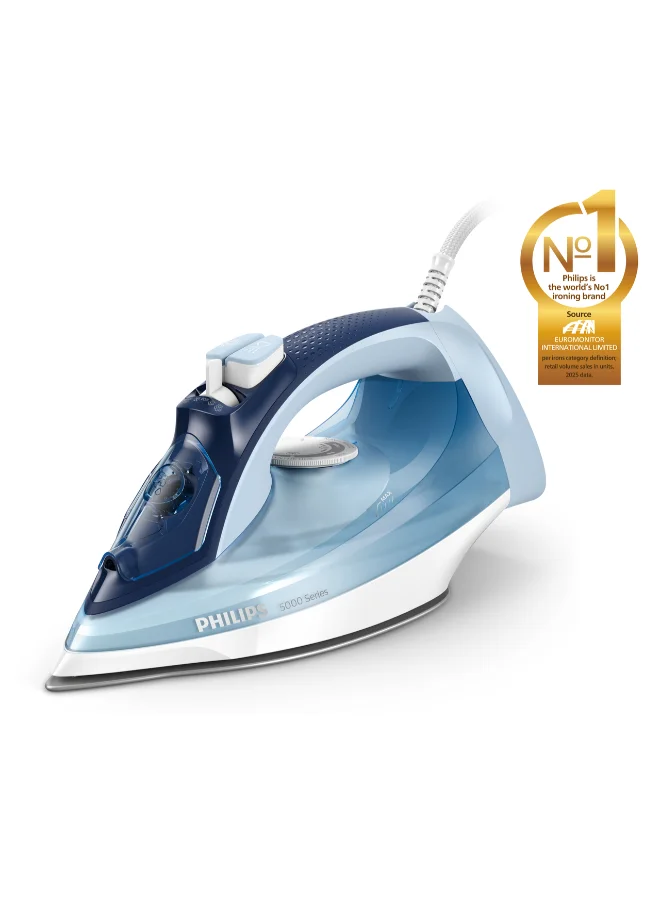 Professional Steam Iron 2400W High-Performance Fabric Care with 180g Steam Boost and SteamGlide Plus Soleplate (Blue, 320 mL) rgj80
