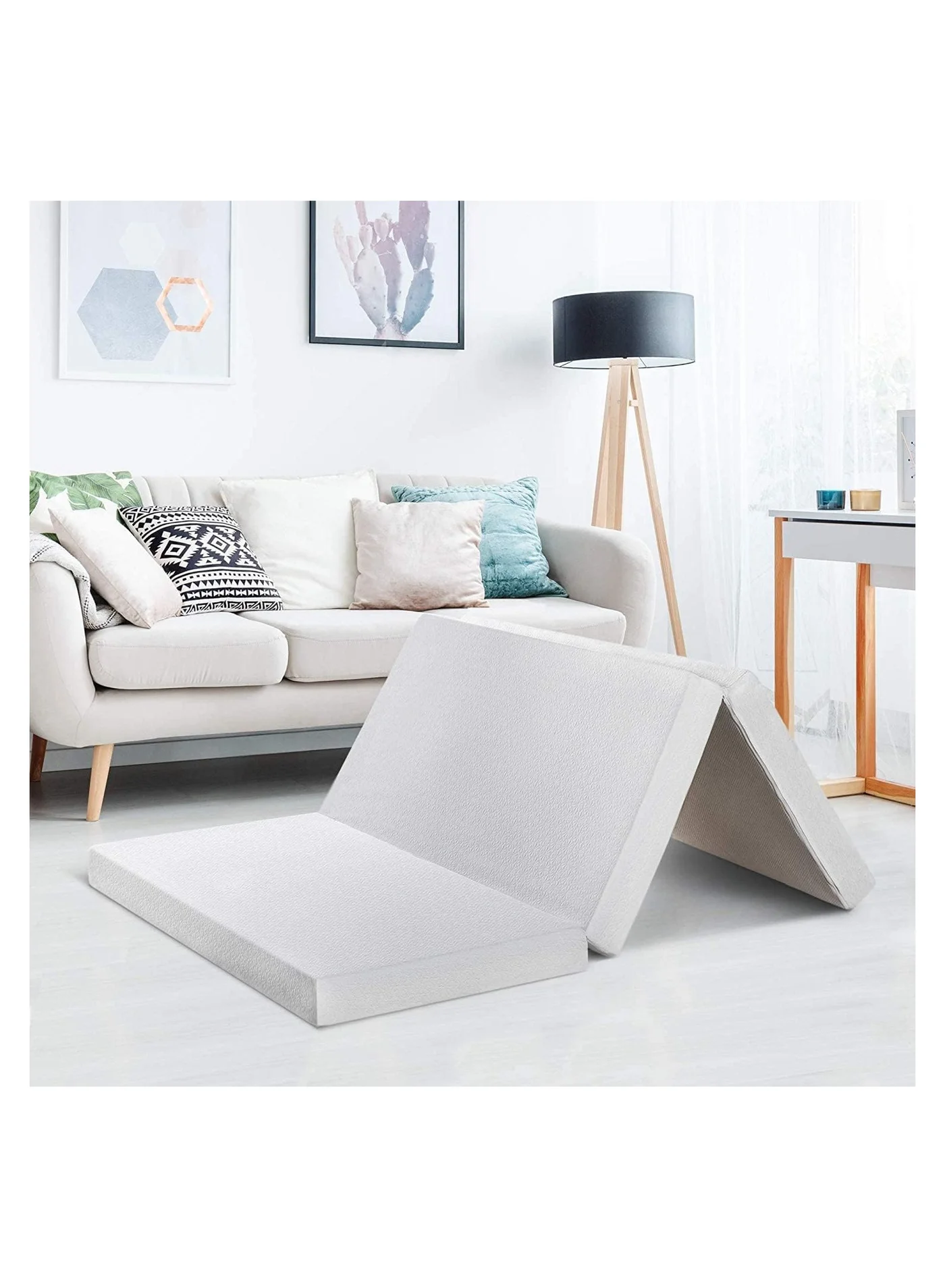 Premium Folding Portable Single Mattress (White, 190 cm x 90 cm) l16y8