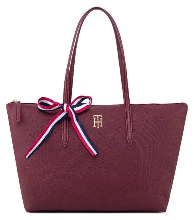 Premium Classic Signature Tape Tote Bag for Women Burgundy Large Capacity Shoulder Handbag for Travel Work and Gym 40uaw