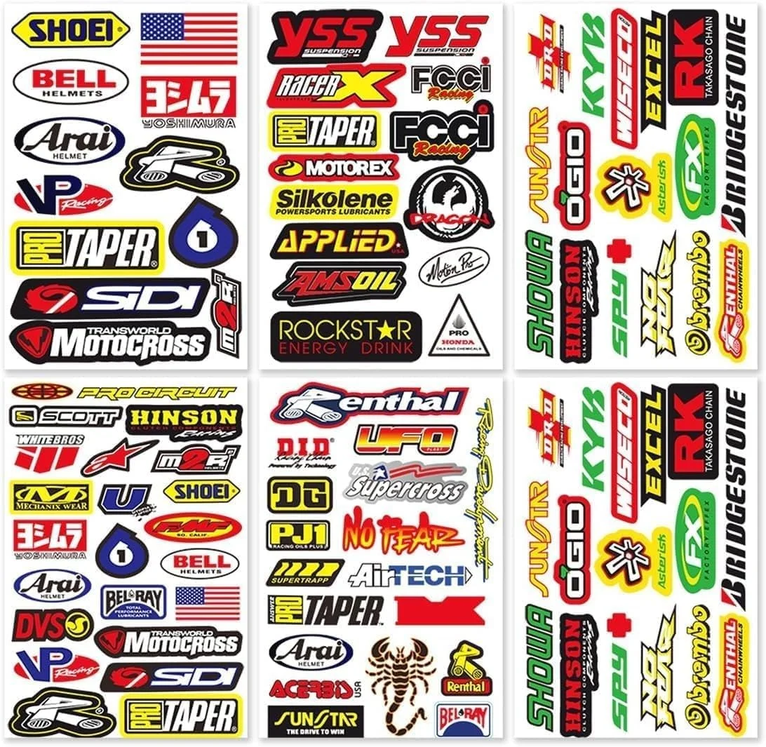 Premium Motocross Dirt Bike Vinyl Decal Sticker Set (Waterproof, Weather-Resistant, 20 cm x 15 cm) 70jue