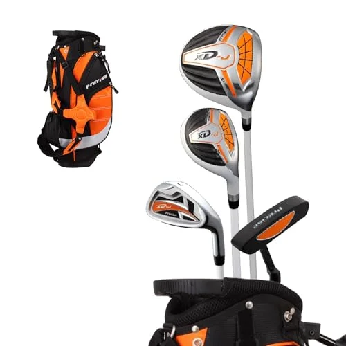 Precise Sports Junior Golf Club Set Lightweight Graphite Shafts with Stand Bag (Orange, Left-Handed, 3-5 Years) bb0m0