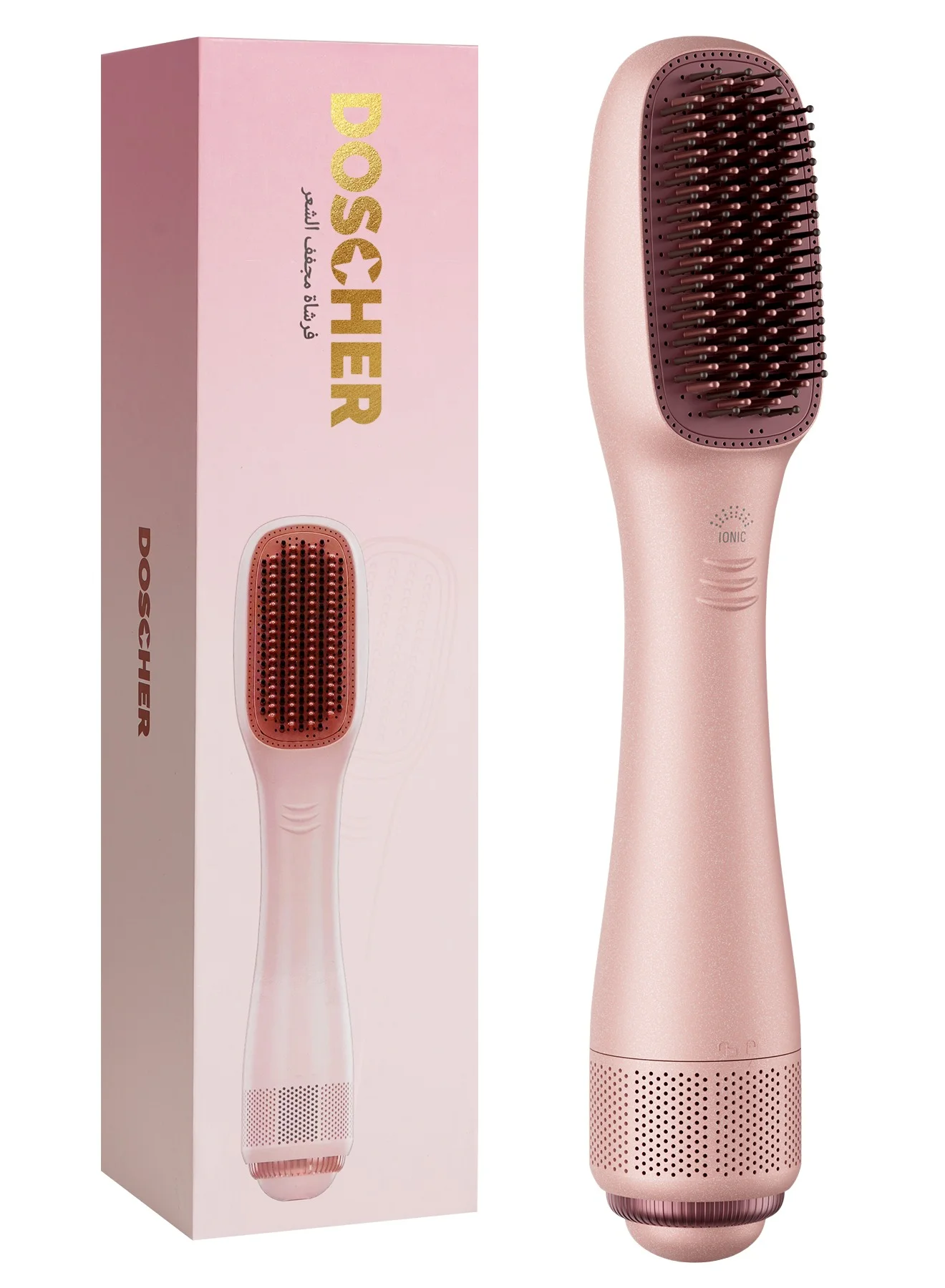 DOSCHER Hair Dryer Brush Professional Ceramic Styler and Straightener (Pink, 1200W) igibi