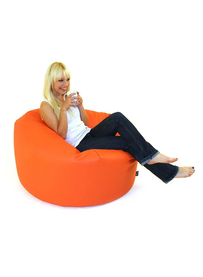 Comfy Multi-Purpose Bean Bag Chair Premium Faux Leather Durable Seating for Living Room and Bedroom (Orange, 80x80x50cm) 1p3zd