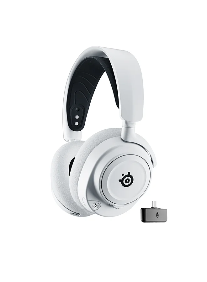 Premium Wireless Multi-System Gaming Headset with Dual Connectivity and Noise-Canceling Microphone (White) bi3qf