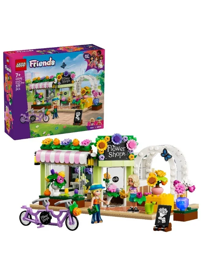 Building Blocks Creative Flower Shop Construction Set with Mini Dolls (377 Pieces) 4rulb