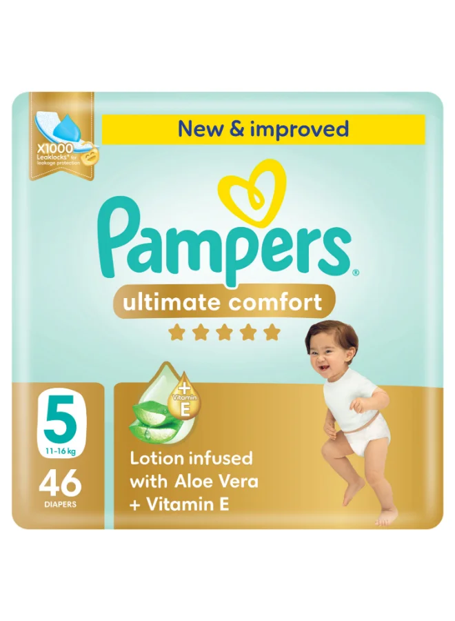 Premium Comfort Taped Diapers for Toddlers (Size 5, 11-16kg, 46 Count) e2zw6