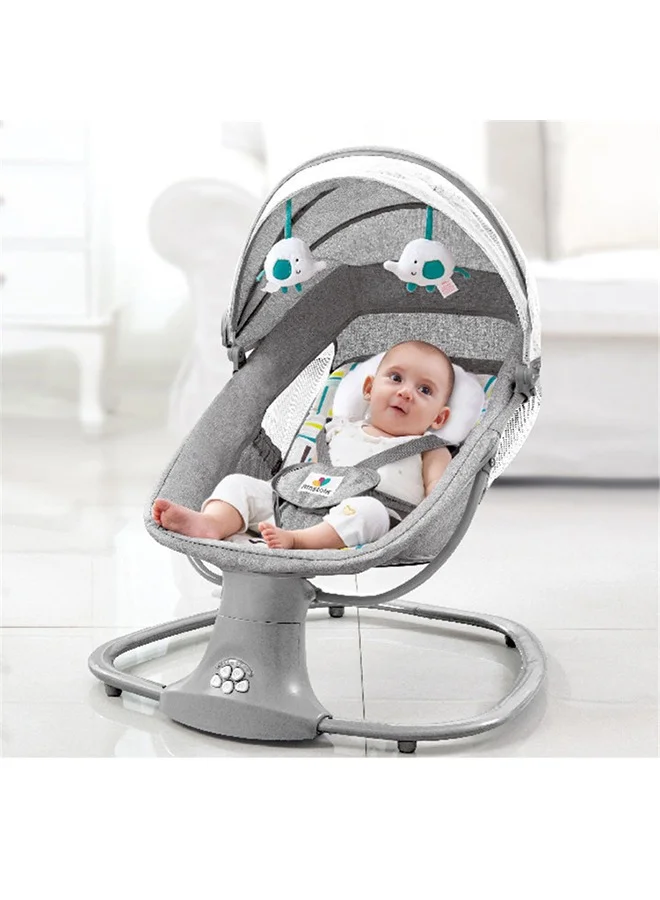 Beauenty Electric Baby Rocking Chair with Bluetooth Music and Mosquito Net (5 Swing Speeds, 3 Timer Settings) lr4jl