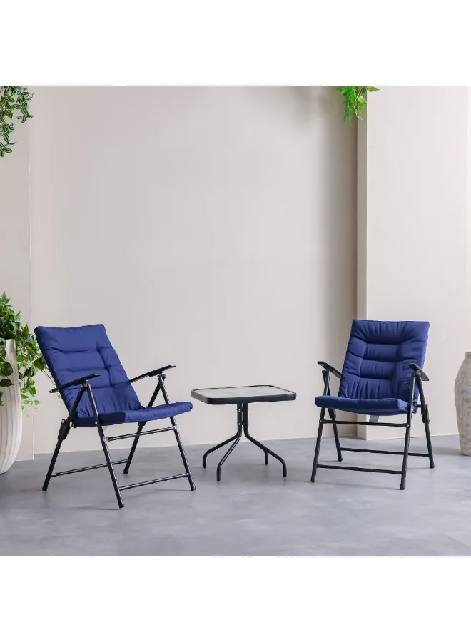 Danube Home Vista 3-Piece Bistro Set Outdoor Balcony Furniture with Coffee Table (Blue, 3-Piece) z9y93