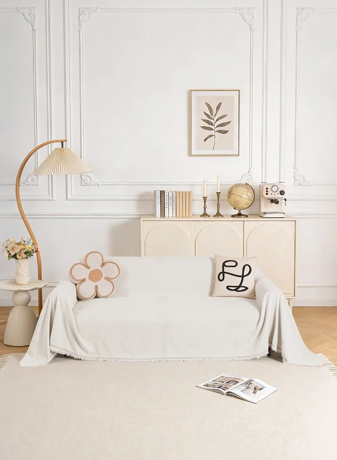 Noon East Chenille Sofa Cover Slipcover Premium Soft Texture Furniture Protector (Cream, 180x260 cm) nz2fc