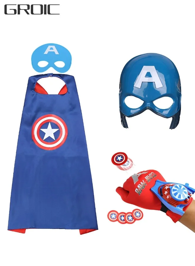 GROIC Superhero Costume Set with LED Mask and Launcher Toy (Fabric, Kids) hwl6y
