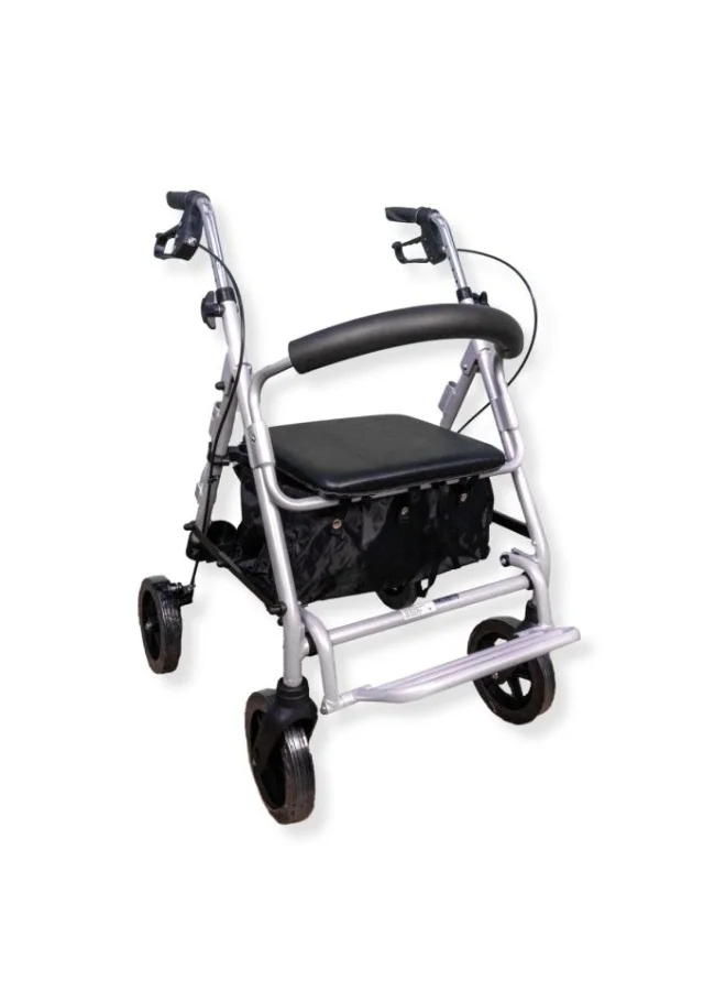 Rehamo Aluminum Rollator Walker with Seat and 4 Wheels (Foldable, Height Adjustable, 110 kg Capacity) ufgpa