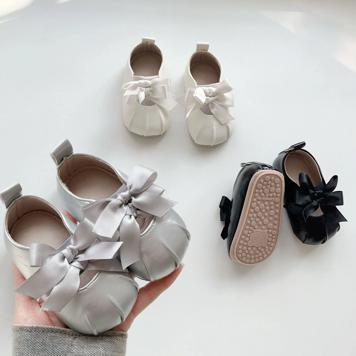 Qi Ta Newborn Baby Princess Shoes Soft Sole Bow-Knot Toddler Footwear (Pink, 12 cm) d275m