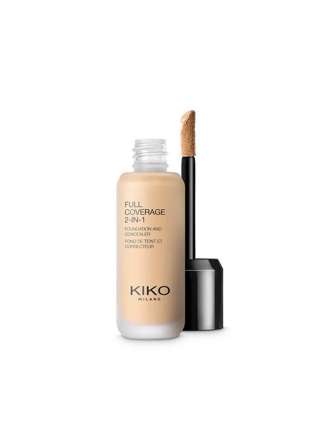 KIKO MILANO Full Coverage 2-In-1 Foundation And Concealer Matte Finish (15-Wb 25, 30 mL) examo