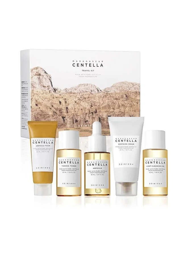 SKIN1004 Madagascar Centella Travel Skincare Set, Soothing and Calming Facial Care Kit (Yellow, 4-Piece Set) 5urg6