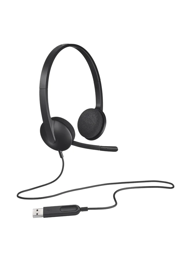 Premium USB Wired Headset with Noise Cancelling Microphone and Adjustable Headband (Black, 1 Unit) e0k8x