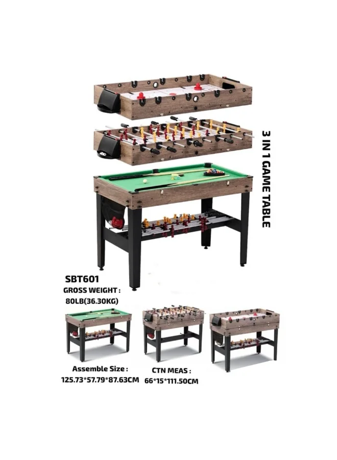 Max Strength 3-in-1 Multi Game Table Foosball Billiards & Air Hockey Set (Premium Wood Finish, 120 cm) 5g7ya