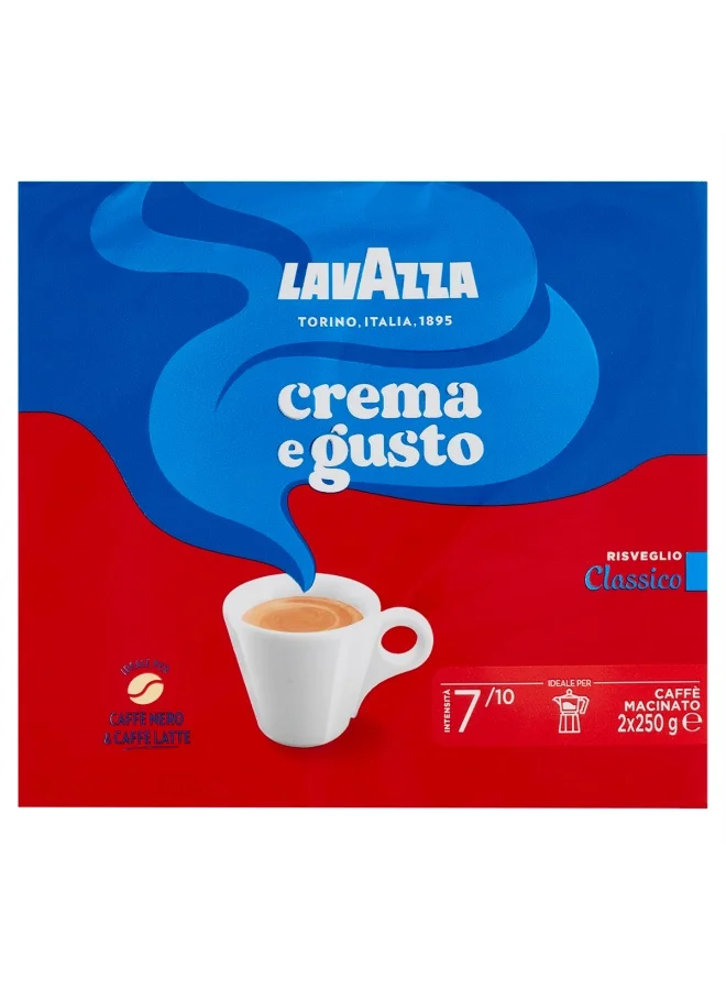 Lavazza Crema E Gusto Classico Ground Coffee (Premium Italian Roast, 500g Pack of 2) naaj9