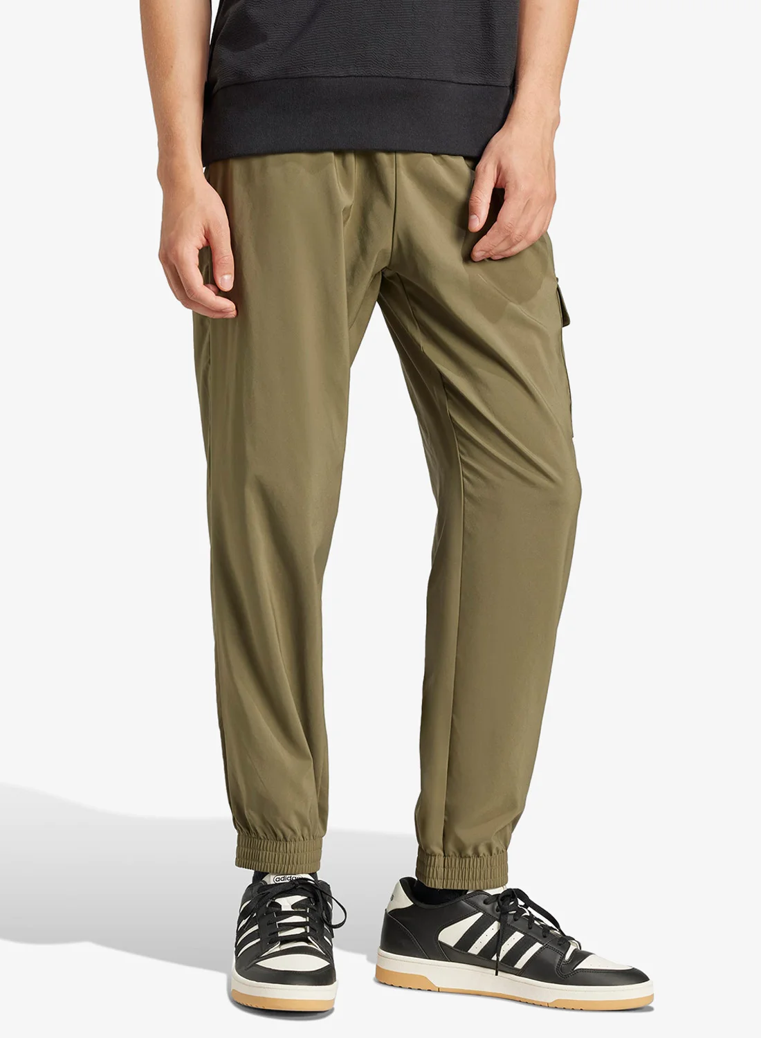 Sport Essential Cargo Pants with Small Logo Detail (Premium Cotton Blend, Unisex, Black, M) gogbz